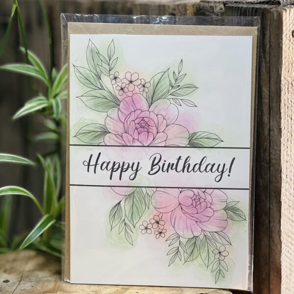 Happy Birthday - Pink Flower Card